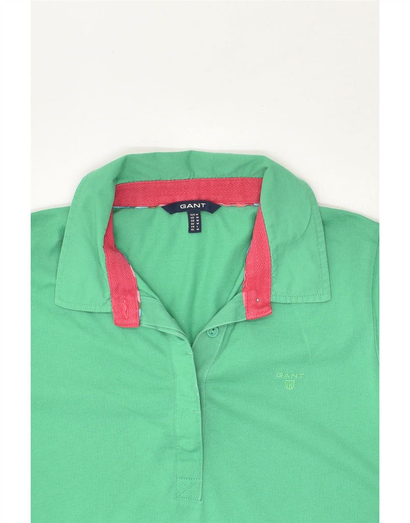 GANT Womens Long Sleeve Rugby Polo Shirt UK 14 Medium Green Cotton | Vintage Gant | Thrift | Second-Hand Gant | Used Clothing | Messina Hembry 