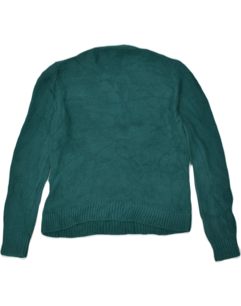 J. CREW Womens Crew Neck Jumper Sweater UK 14 Medium Green Cotton | Vintage J. Crew | Thrift | Second-Hand J. Crew | Used Clothing | Messina Hembry 