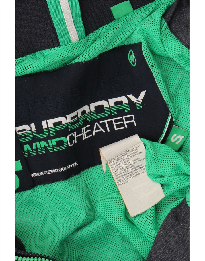 SUPERDRY Mens Windcheater Hooded Rain Jacket UK 36 Small Navy Blue Nylon Vintage Superdry and Second-Hand Superdry from Messina Hembry 