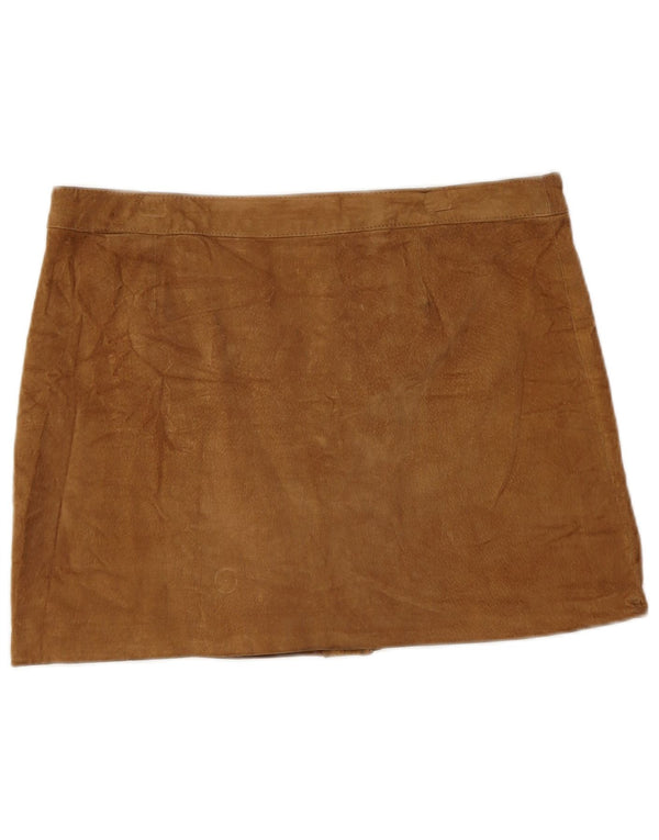 Pimkie Womens Suede Mini Skirt IT 44 Medium W32  Brown Leather