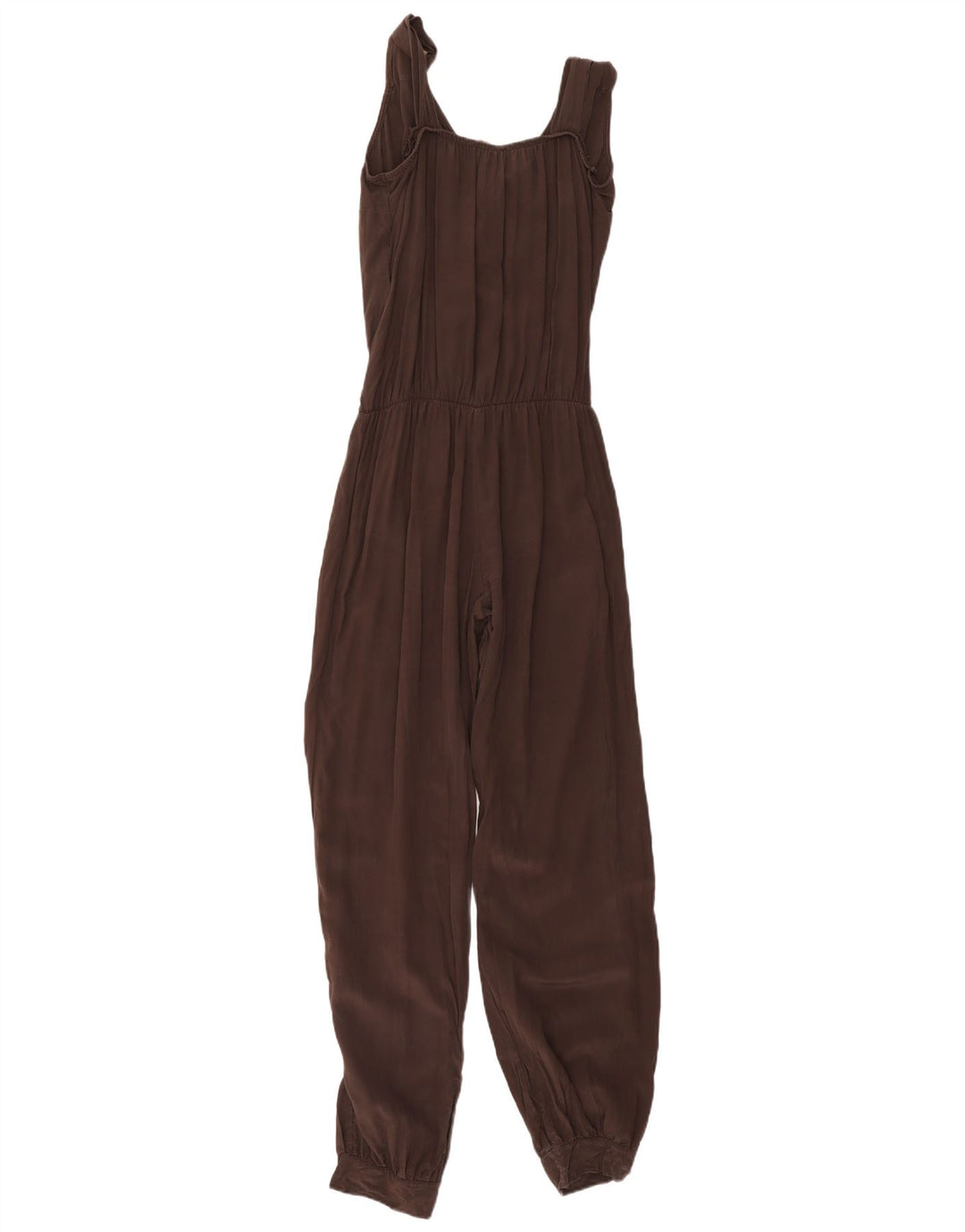 Vintage Womens Sleeveless Jumpsuit IT 44 Medium Brown Silk