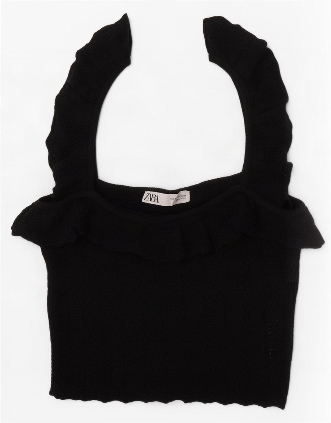 Zara Womens Crop Top UK 8 Small Black Viscose