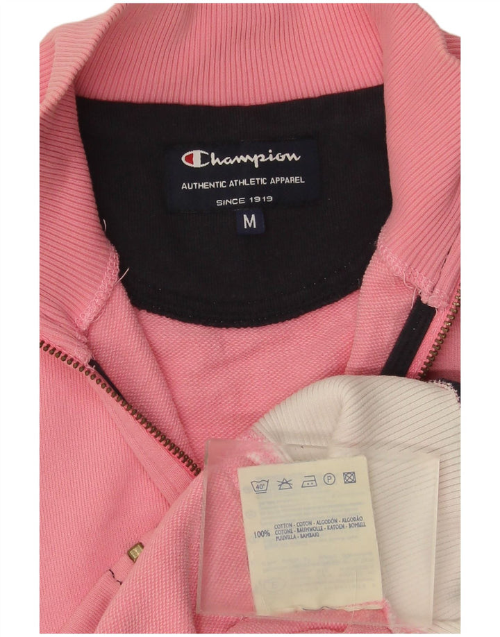 Champion Womens Tracksuit Top Jacket UK 12 Medium Pink Colourblock Cotton