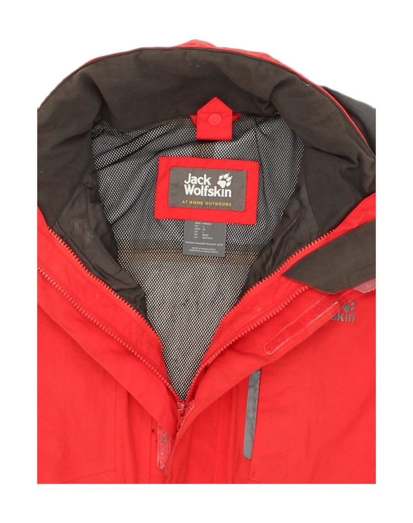 JACK WOLFSKIN Mens Rain Jacket UK 40/42 Large Red Colourblock Polyamide | Vintage Jack Wolfskin | Thrift | Second-Hand Jack Wolfskin | Used Clothing | Messina Hembry 