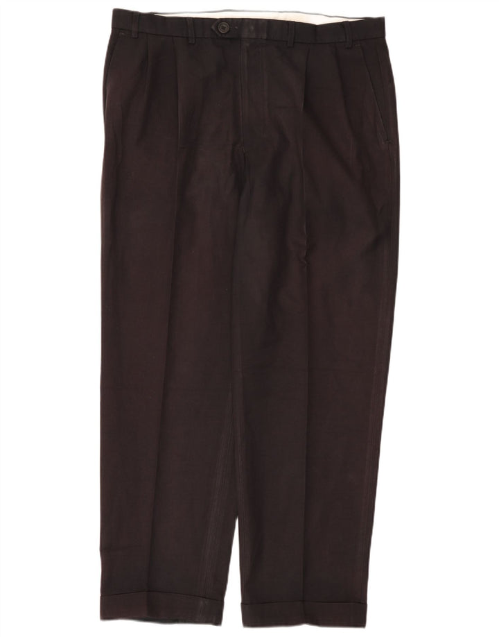 Marks & Spencer Mens Pegged Suit Trousers W38 L31 Navy Blue Polyester