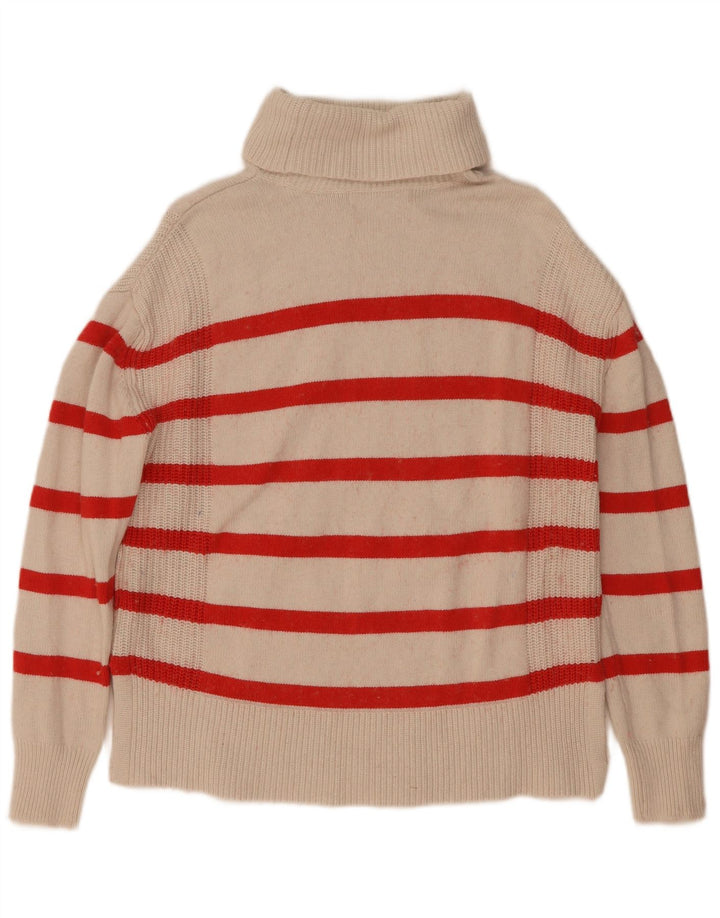 Marks & Spencer Womens Roll Neck Jumper Sweater UK 10 Small White Striped