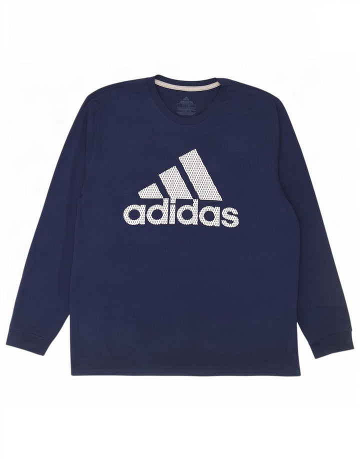 Adidas Mens Climalite Graphic Top Long Sleeve XL Navy Blue Polyester