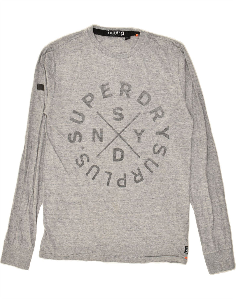 SUPERDRY Mens Graphic Top Long Sleeve Medium Grey Flecked Cotton | Vintage Superdry | Thrift | Second-Hand Superdry | Used Clothing | Messina Hembry 