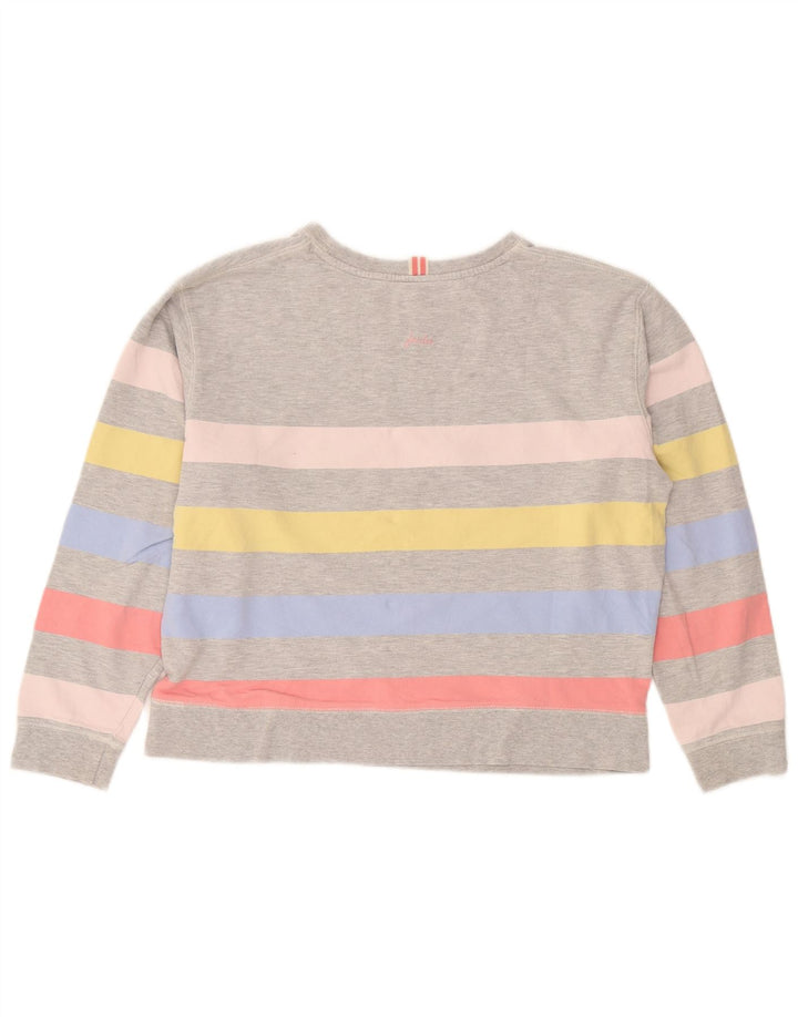 Joules Womens Crop Oversized Sweatshirt Jumper UK 10 Small Grey Striped