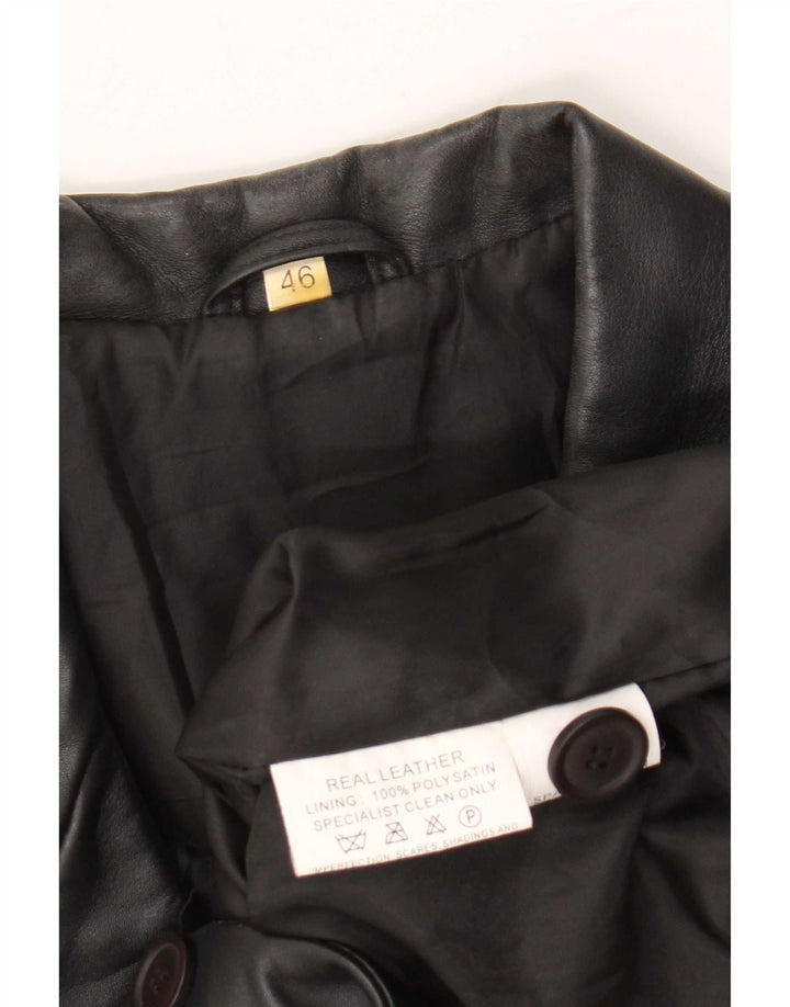Vintage Womens 3 Button Leather Blazer Jacket IT 46 Large Black