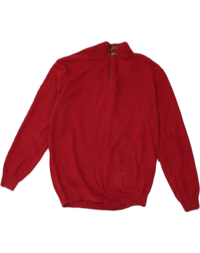 MASSIMO DUTTI Mens Zip Neck Jumper Sweater UK 42 XL Red Cotton | Vintage Massimo Dutti | Thrift | Second-Hand Massimo Dutti | Used Clothing | Messina Hembry 