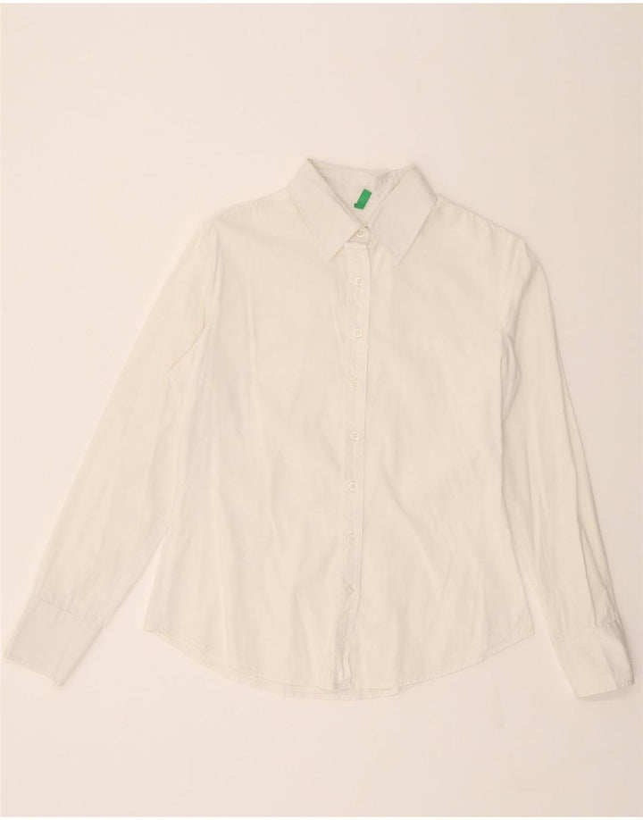 BENETTON Womens Shirt UK 14 Medium White Vintage Benetton and Second-Hand Benetton from Messina Hembry 