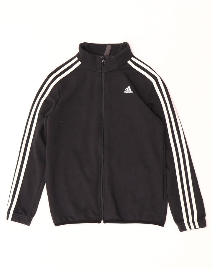 Adidas Boys Tracksuit Top Jacket 11-12 Years Black Cotton