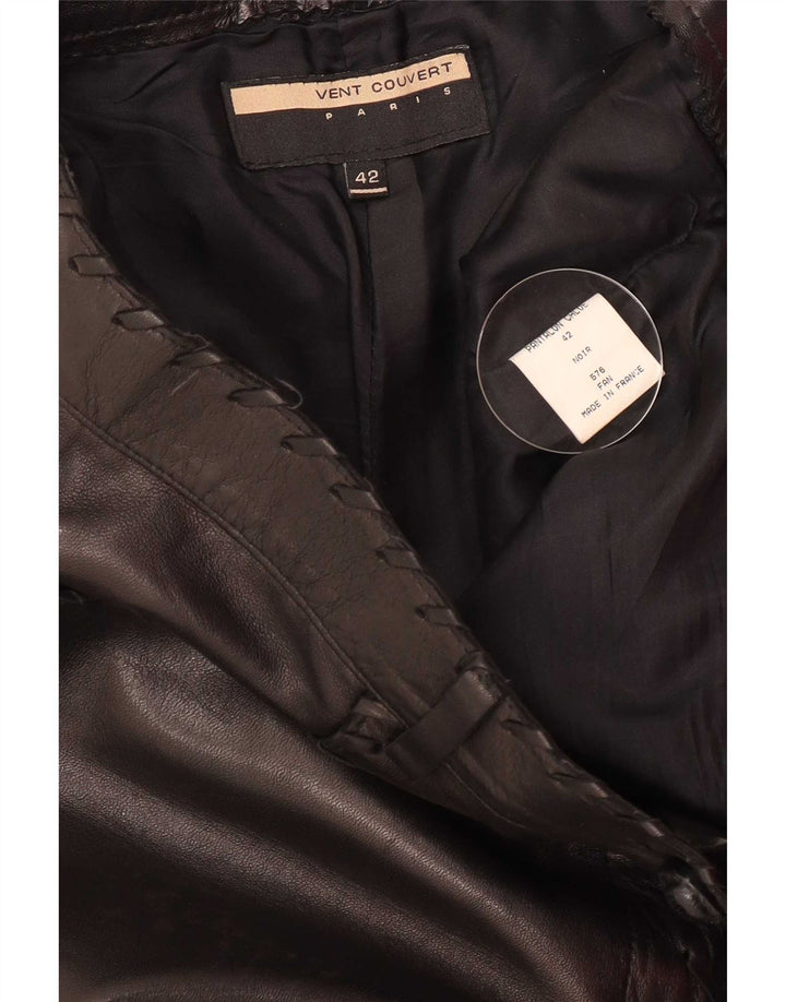 Vintage Womens Bootcut Leather Casual Trousers IT 42 Medium W32 L32 Black