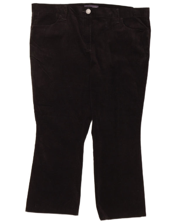 Marks & Spencer Womens Crop Corduroy Trousers UK 16 Large W38 L24 Black