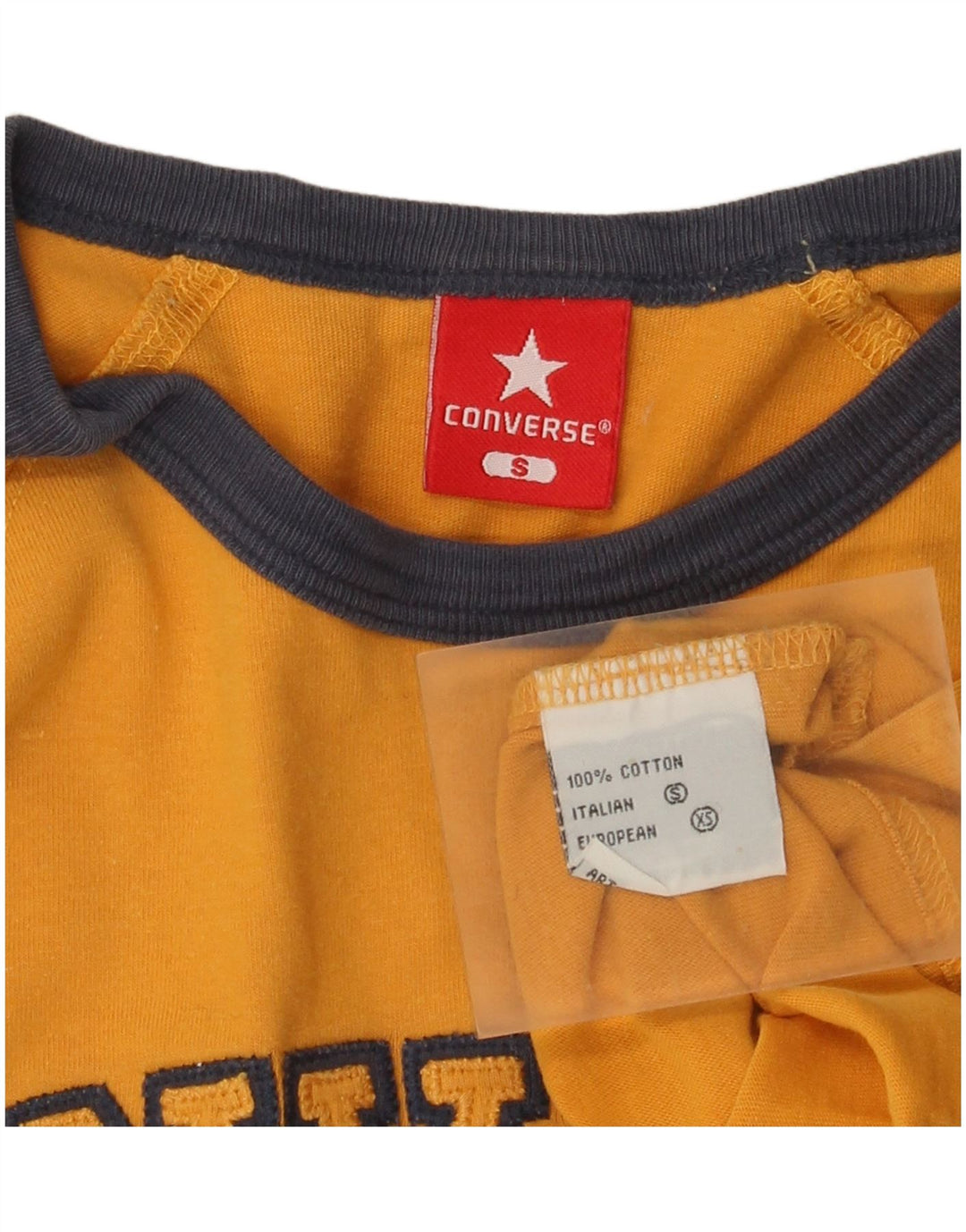 Converse Mens Graphic Top Long Sleeve Small Yellow Cotton