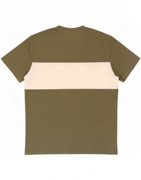Joules Mens T-Shirt Top Large Khaki Colourblock Cotton