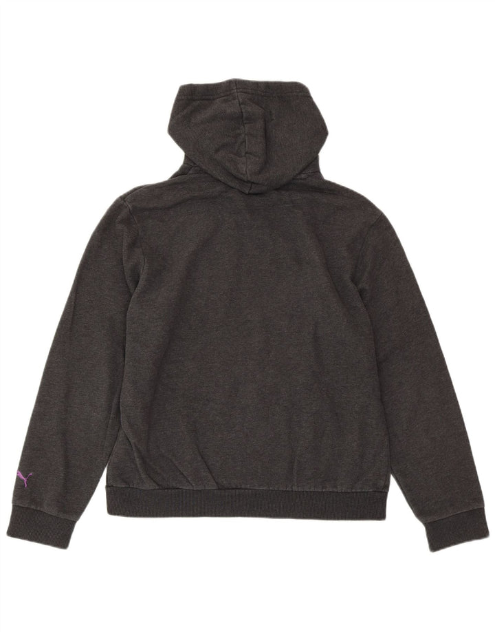 PUMA Womens Graphic Hoodie Jumper UK 14 Large Grey Cotton