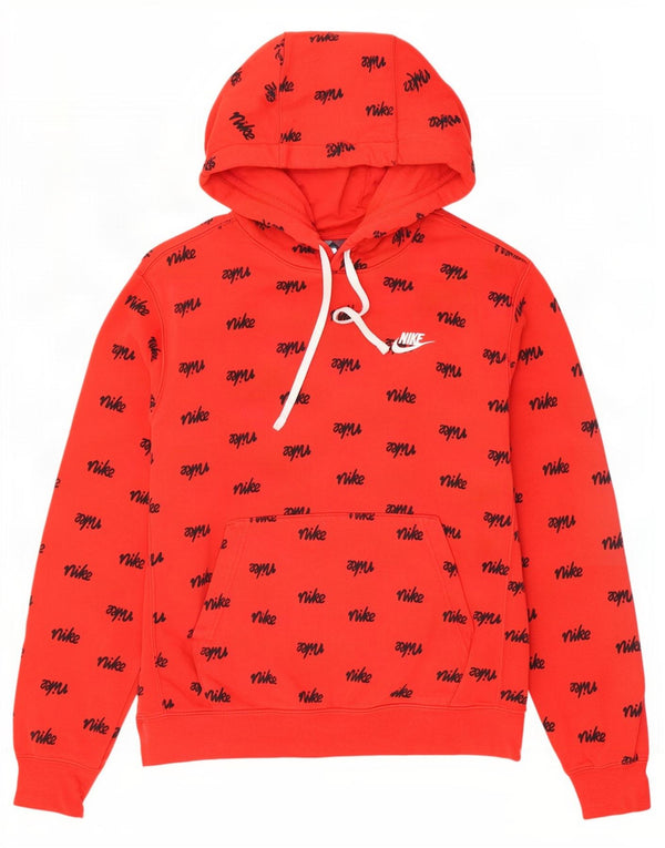 Nike Mens Graphic Hoodie Jumper Medium Red Cotton