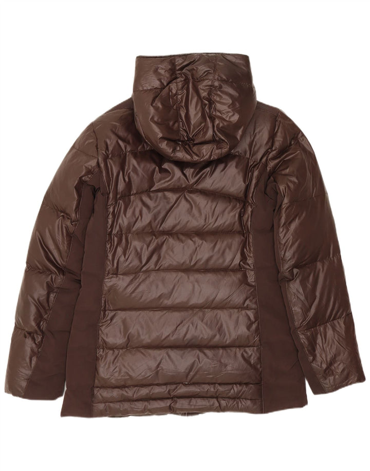 Geox Womens Hooded Padded Jacket UK 8 Small  Brown Colourblock Polyester