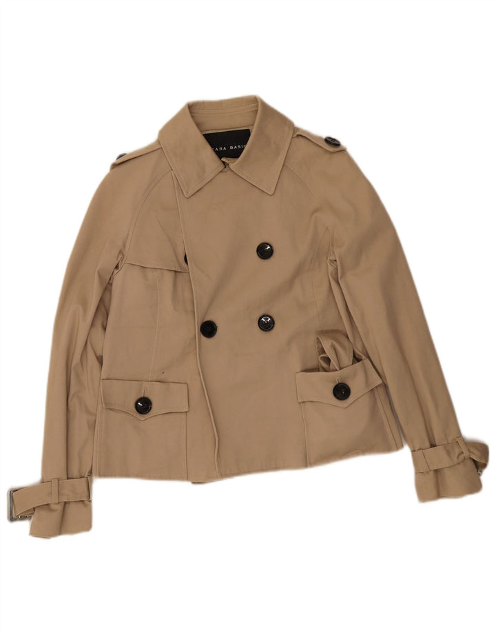 Zara Womens Short Trench Coat UK 14 Large Beige