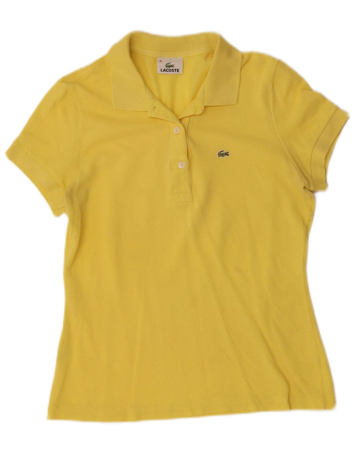 Lacoste Womens Polo Shirt Size 38 Medium Yellow Cotton