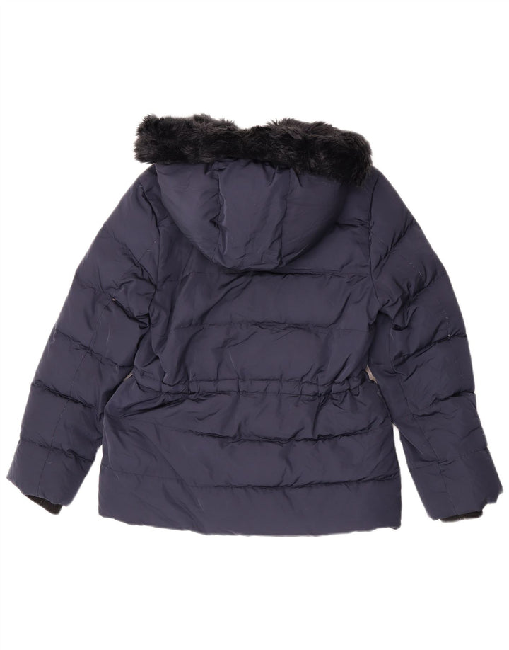 Zara Girls Hooded Padded Jacket 13-14 Years Navy Blue Polyester
