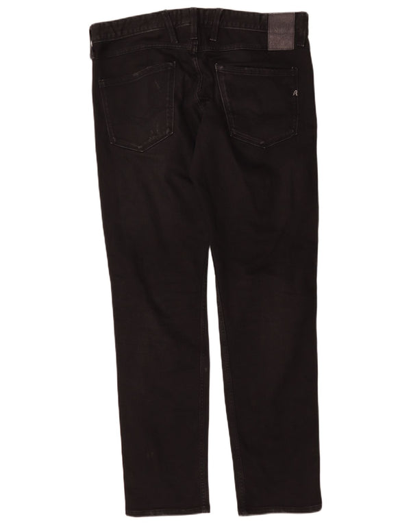 Replay Mens Anbass Straight Jeans W34 L32 Black Cotton