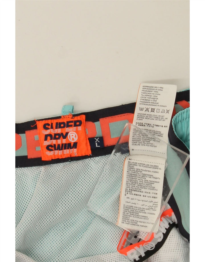 SUPERDRY Mens Graphic Swimming Shorts XL Turquoise Polyester