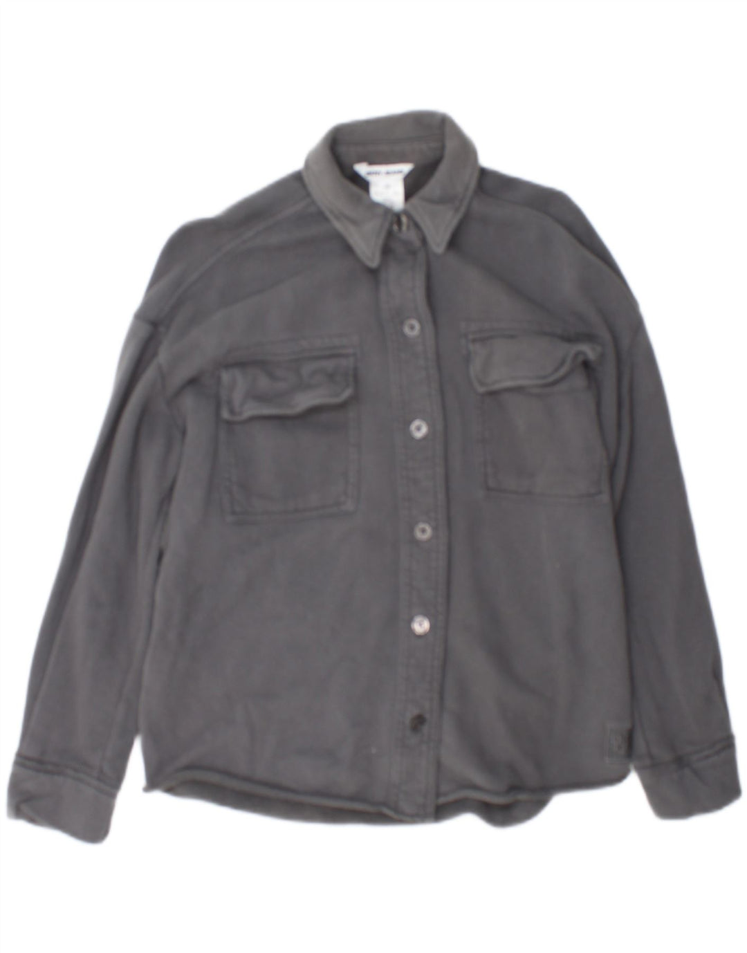 Dkny Womens Overshirt Oversized Shirt UK 2 2XS Grey Cotton
