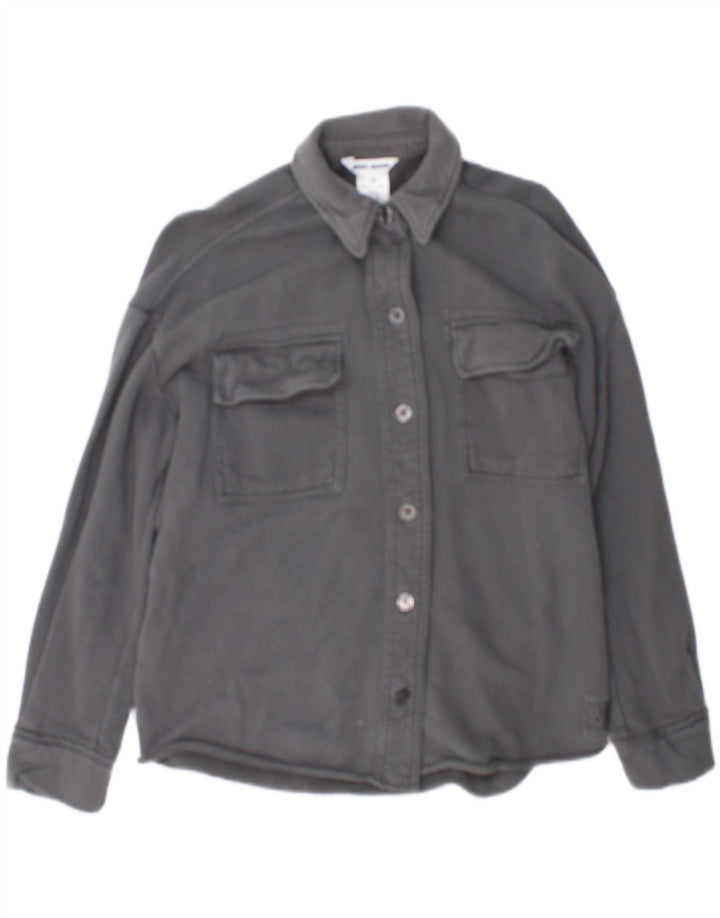 Dkny Womens Overshirt Oversized Shirt UK 2 2XS Grey Cotton