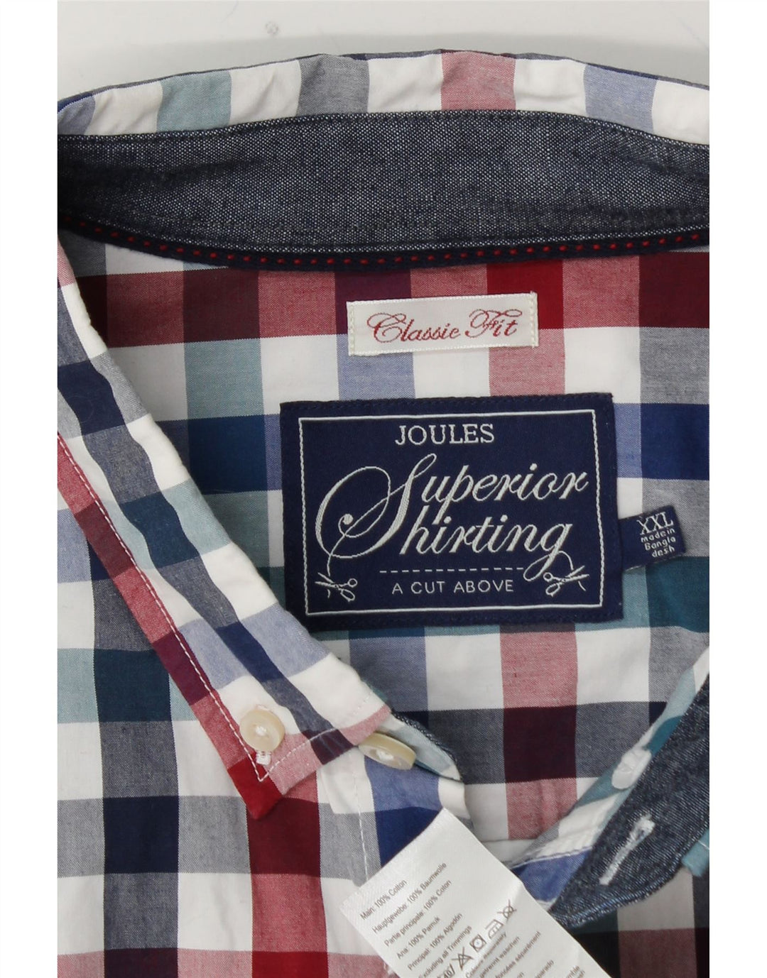 JOULES Mens Classic Fit Shirt 2XL Multicoloured Check Cotton