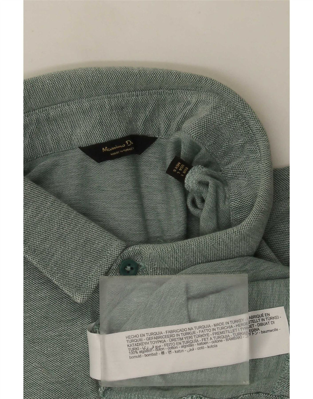 Massimo Dutti Mens Polo Shirt Large Green Cotton