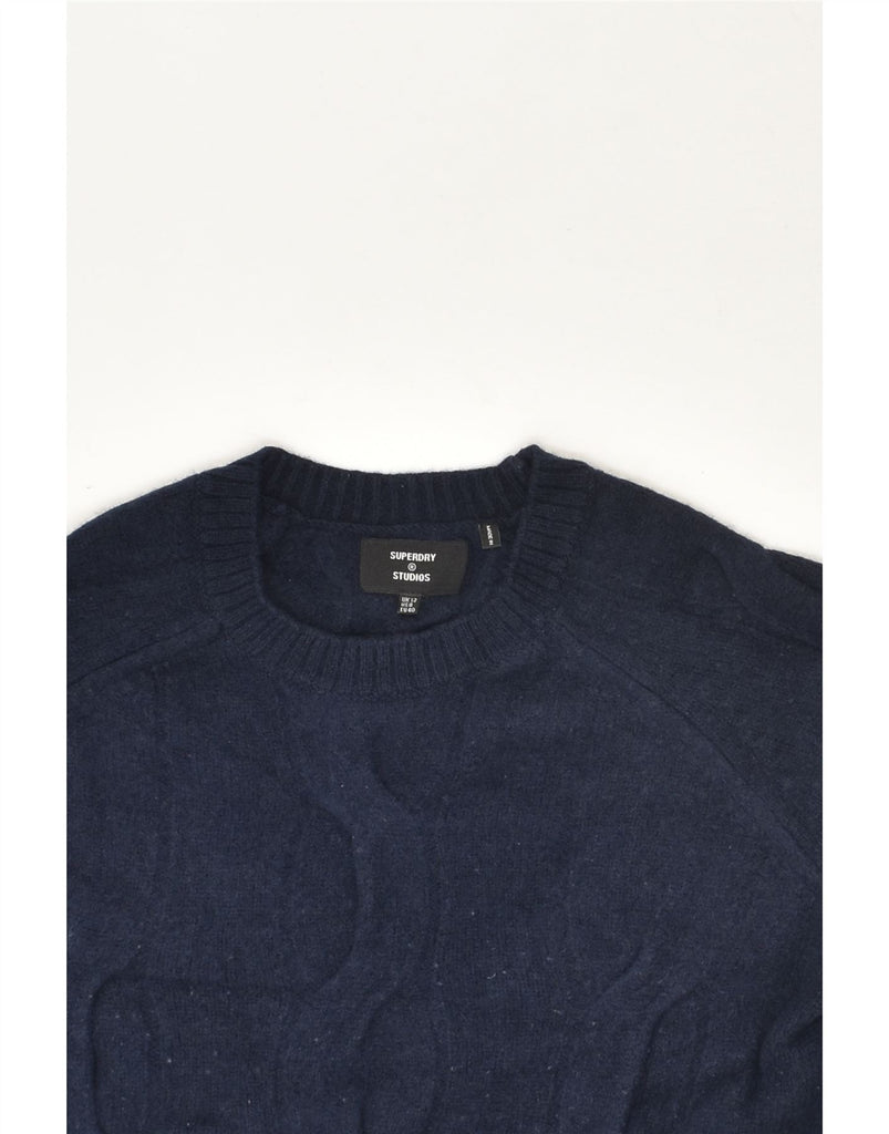 SUPERDRY Womens Crop Crew Neck Jumper Sweater UK 12 Medium Navy Blue | Vintage Superdry | Thrift | Second-Hand Superdry | Used Clothing | Messina Hembry 