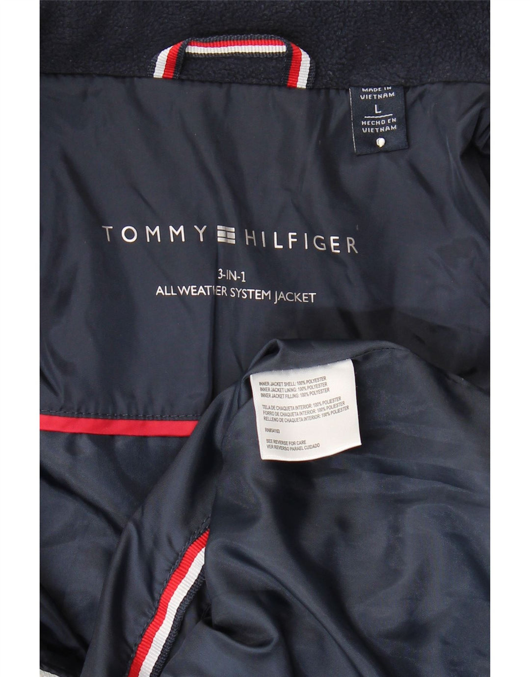 TOMMY HILFIGER Mens Quilted Jacket UK 40 Large Navy Blue Polyester Vintage Tommy Hilfiger and Second-Hand Tommy Hilfiger from Messina Hembry 