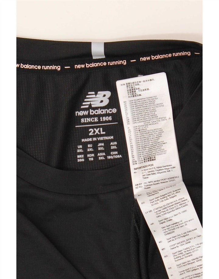 New Balance Mens T-Shirt Top 2XL Black Polyester