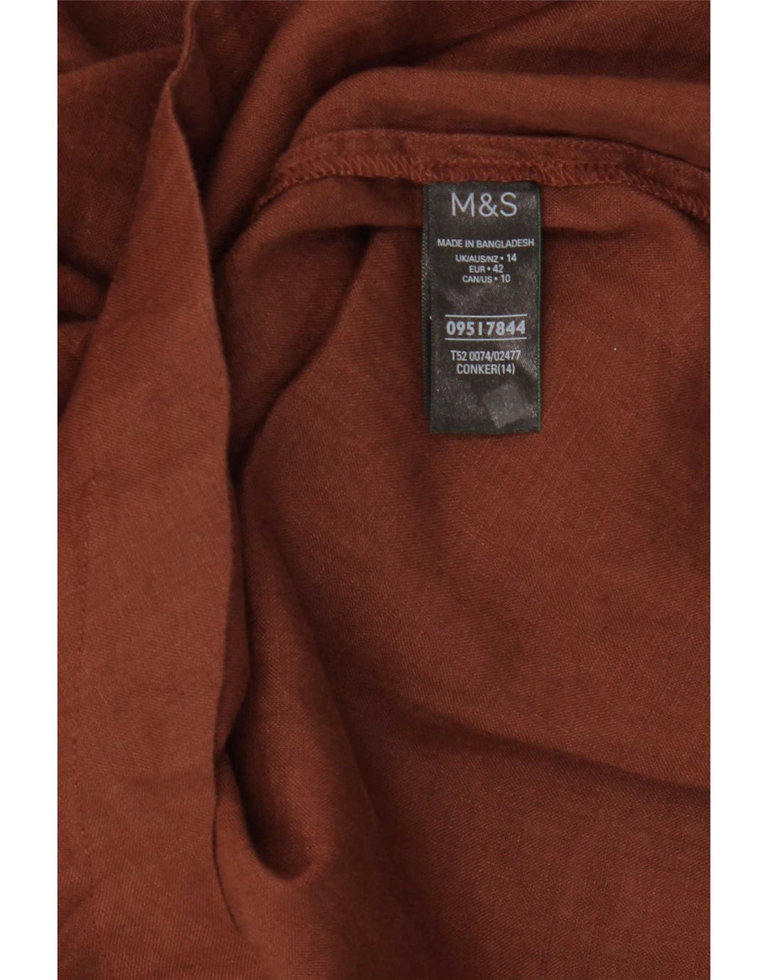 Marks & Spencer Womens Tunic Top UK 14 Large Brown Linen