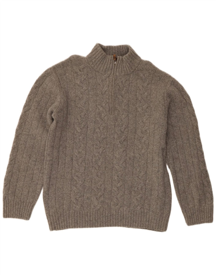 Gant Mens Zip Neck Jumper Sweater 2XL Grey Merino Wool