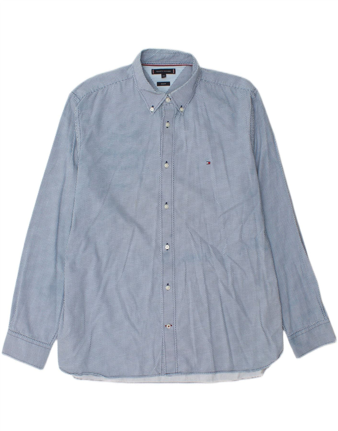 TOMMY HILFIGER Mens Regular Fit Shirt 2XL Blue Spotted Cotton