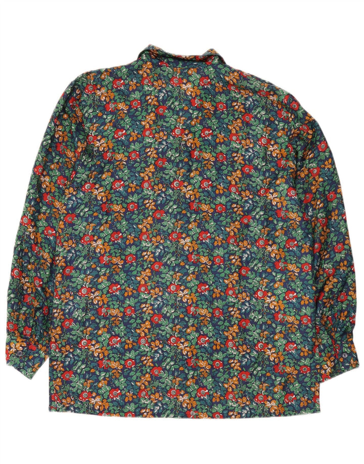 Vintage Womens Shirt Blouse UK 16 Large Multicoloured Floral Silk