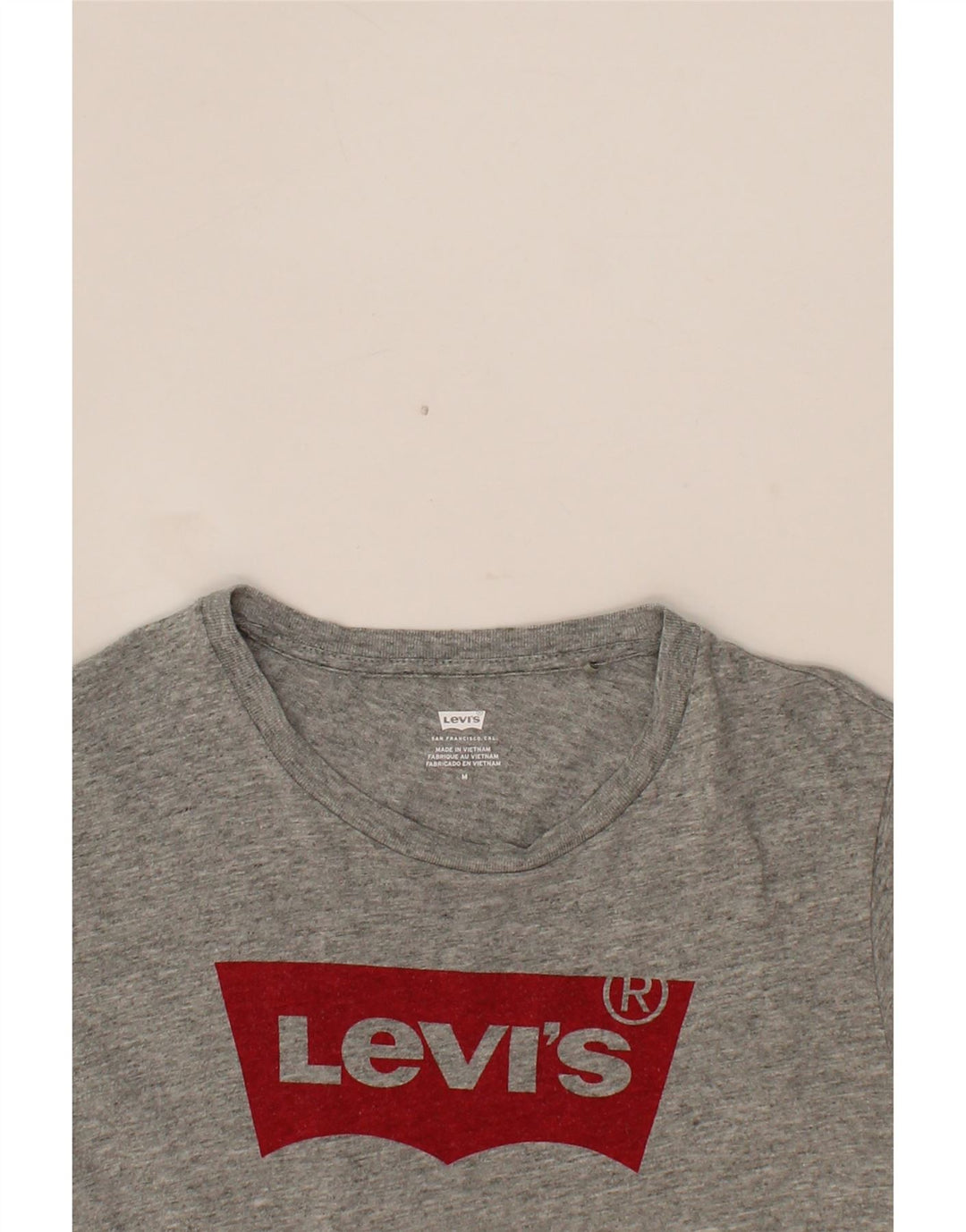 LEVI'S Womens Graphic T-Shirt Top UK 14 Medium Grey Flecked Cotton Vintage Levi's and Second-Hand Levi's from Messina Hembry 