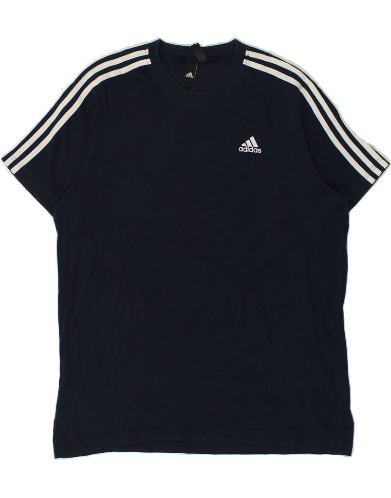 ADIDAS Mens T-Shirt Top Large Navy Blue Cotton | Vintage Adidas | Thrift | Second-Hand Adidas | Used Clothing | Messina Hembry 