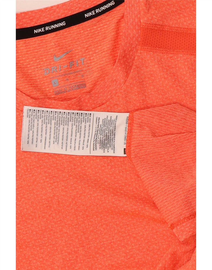 Nike Mens Running Short Sleeve Graphic T-Shirt Top Large Orange Polyester