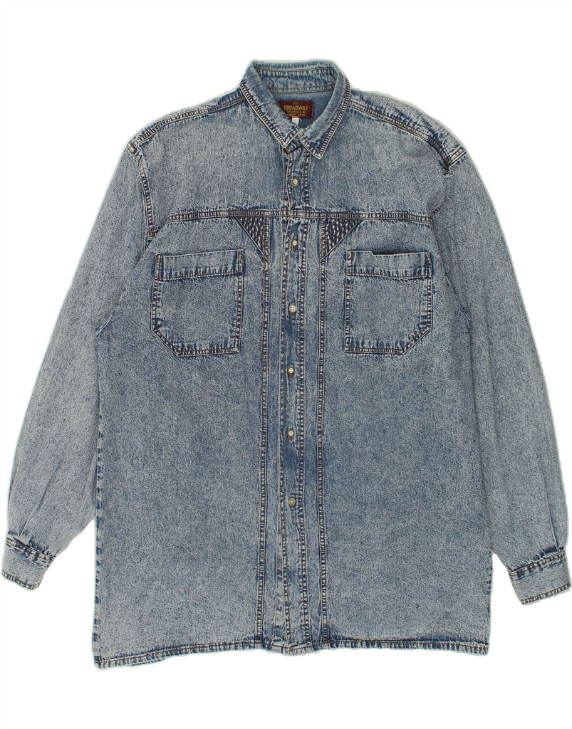 VINTAGE Mens Denim Shirt XL Blue Cotton Vintage Vintage and Second-Hand Vintage from Messina Hembry 