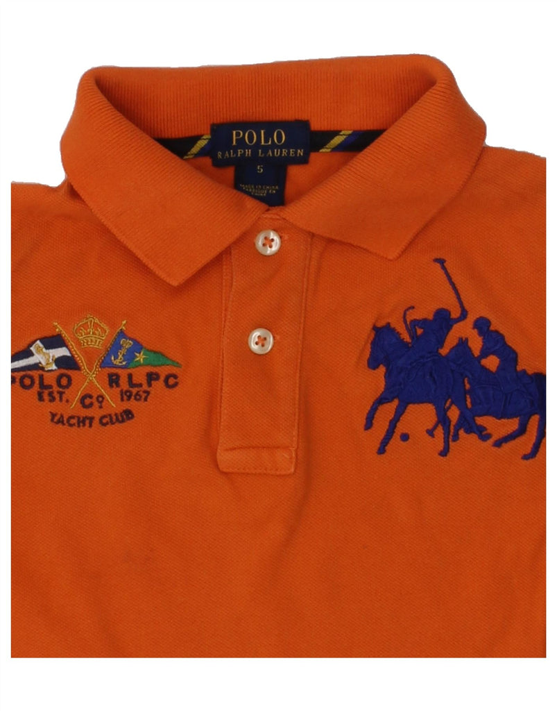 POLO RALPH LAUREN Boys Graphic Polo Shirt 4-5 Years Orange Cotton | Vintage Polo Ralph Lauren | Thrift | Second-Hand Polo Ralph Lauren | Used Clothing | Messina Hembry 