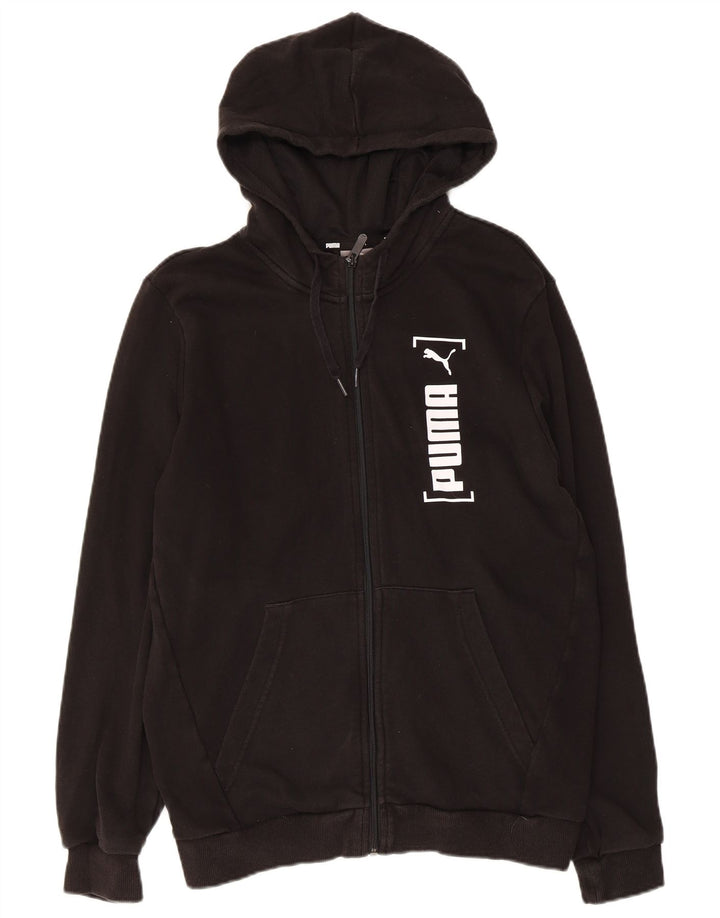 Puma Mens Graphic Zip Hoodie Sweater Medium Black Cotton
