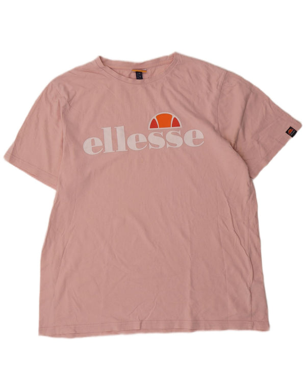 ELLESSE Womens Graphic T-Shirt Top UK 14 Large  Pink Cotton