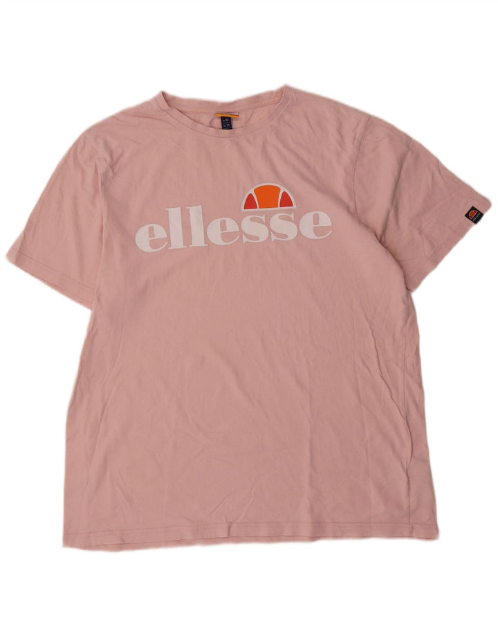 ELLESSE Womens Graphic T-Shirt Top UK 14 Large  Pink Cotton