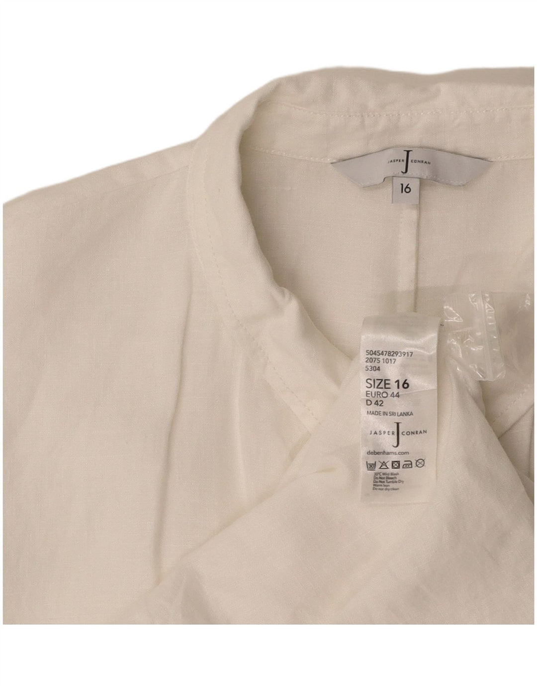JASPER CONRAN Womens Longline Short Sleeve Shirt Blouse UK 16 Large White