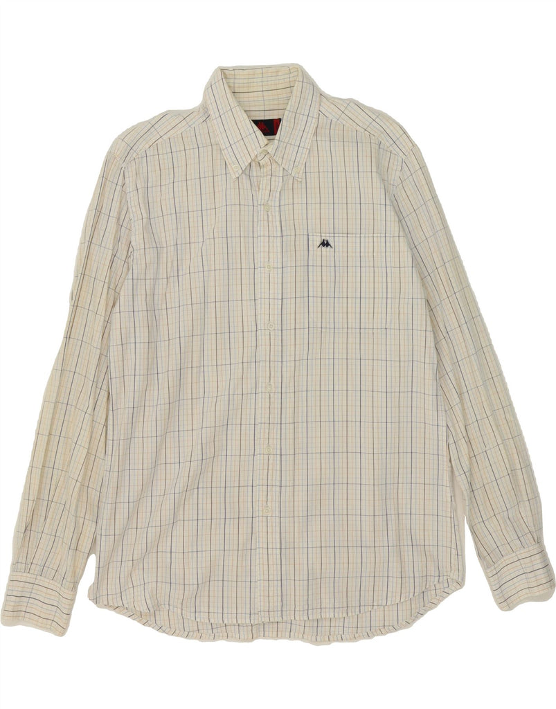 KAPPA Mens Shirt Medium Off White Check Cotton Vintage Kappa and Second-Hand Kappa from Messina Hembry 